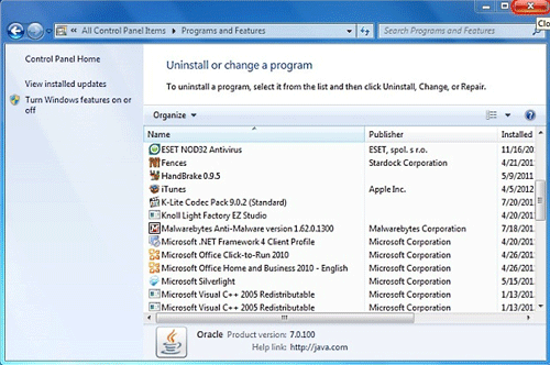 Windows Programs, Program Uninstalled